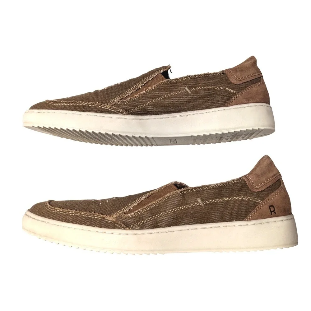 Roan by Bed Stu Kayson Mens Brown Textile Leather Slip On Sneakers Size 11